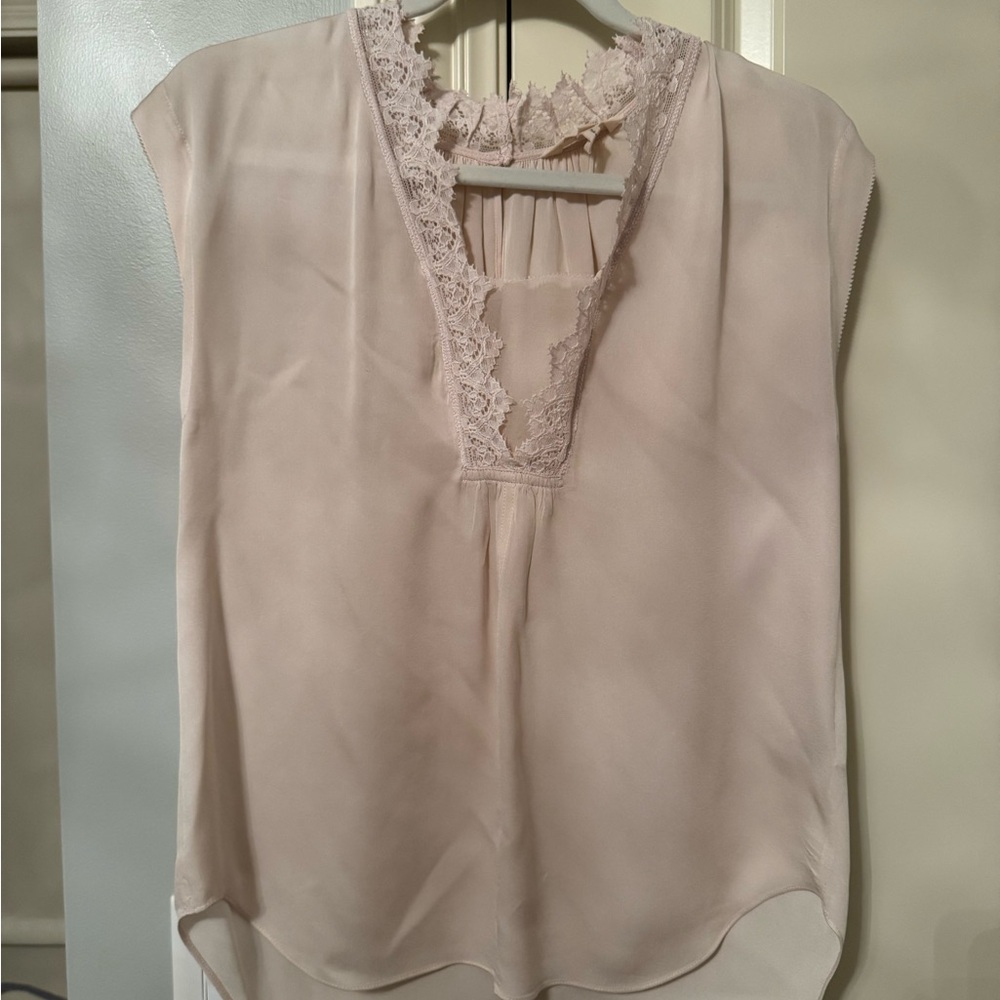 Rebecca Taylor Pink Lace Trim Blouse
